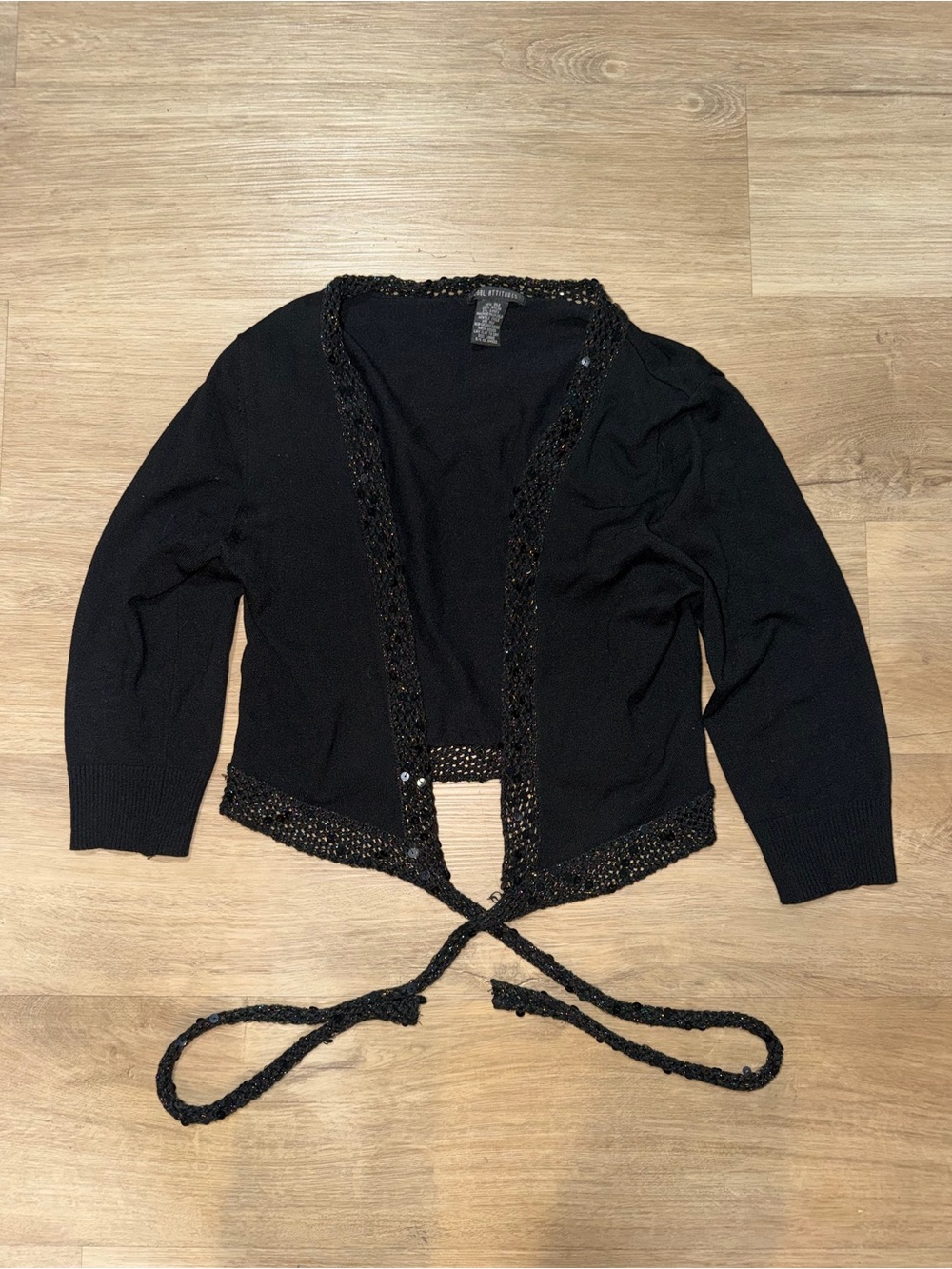 Black Tie-Waist Women's Sweater Cardigan